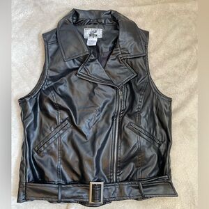 Broome Allen Women’s Black Sleeveless Faux Leather Vest Size Large